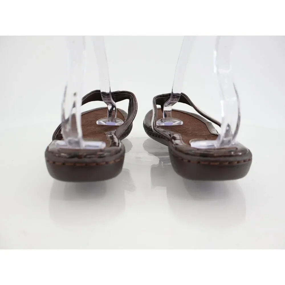 Born BOC Thong Sandals Women's Size 10 42 Leopard Patent Faux Leather Slides